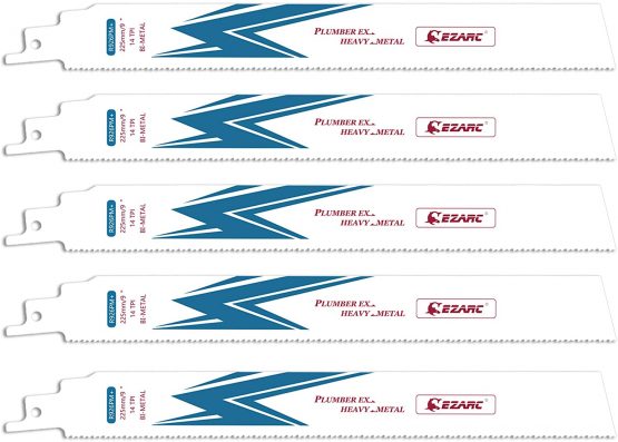 EZARC Reciprocating Saw Blade Bi-Metal Cobalt Sabre Saw Blades for Heavy Metal Cutting 225mm 14TPI R926PM+ (5-Pack)