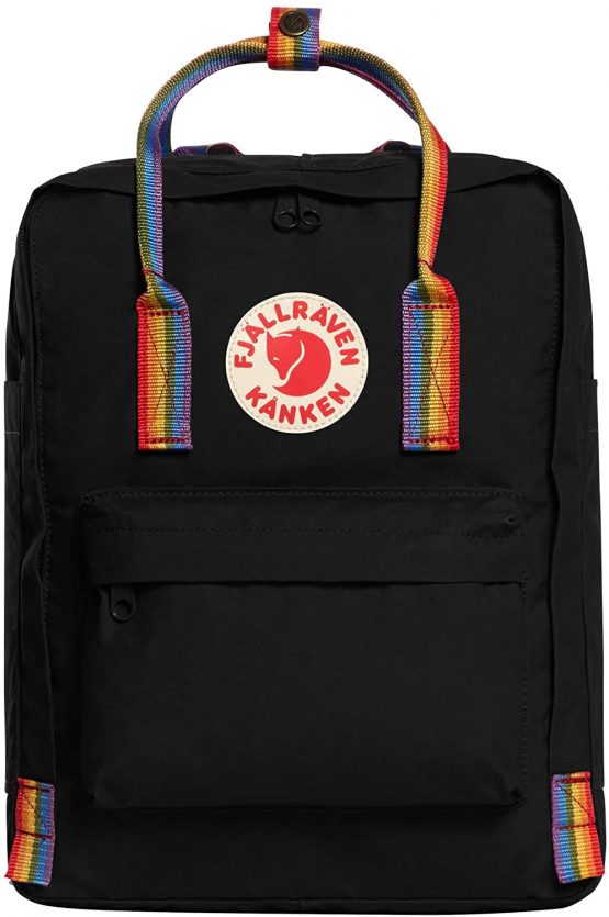 Fjällräven Unisex Adult Kånken Rainbow Backpack - Black-Rainbow Pattern, 27 x 13 x 38 cm/16 Litre