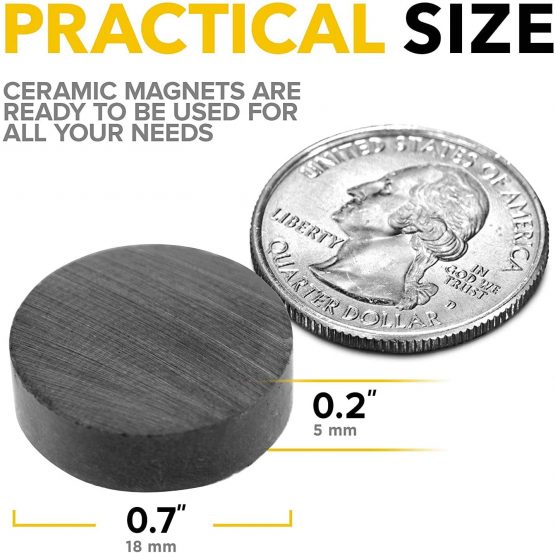 X-bet MAGNET ™ - Ceramic Industrial Magnets - 1,8 cm (0.7'') Round Disc - Ferrite Magnets Bulk for Crafts, Science & Hobbies - 100pcs / Box! - Image 2