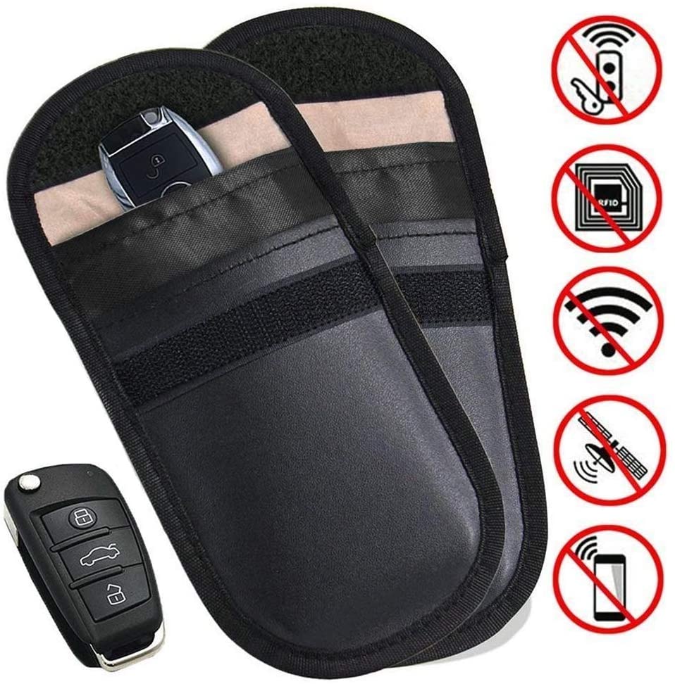 MONOJOY 2 X Car Key Signal Blocker Pouch, Faraday Bag for Car Keys RFID Key Pouch, Keyless Signal Blocking Key Case