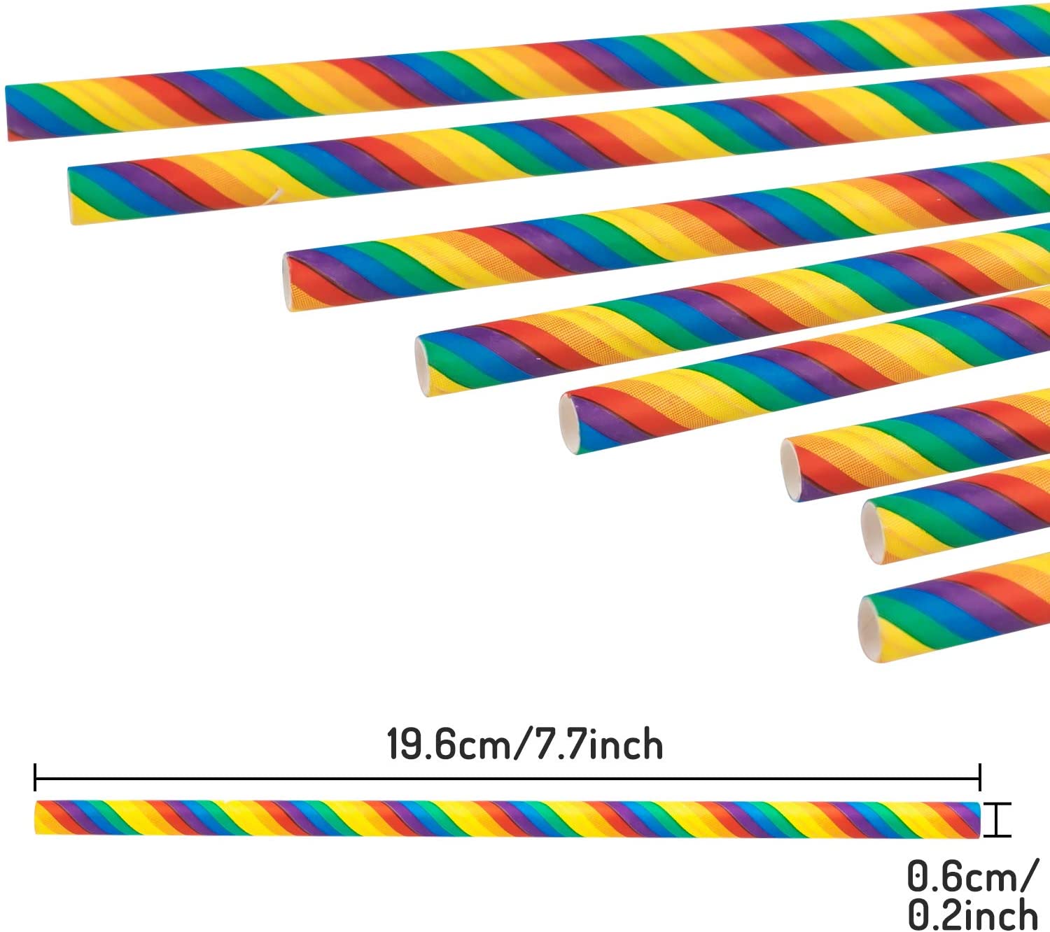 Whaline 100PCS Rainbow Paper Straws, Biodegradable Colorful Paper Drinking Straws for Juices Shakes, Smoothies - Image 2