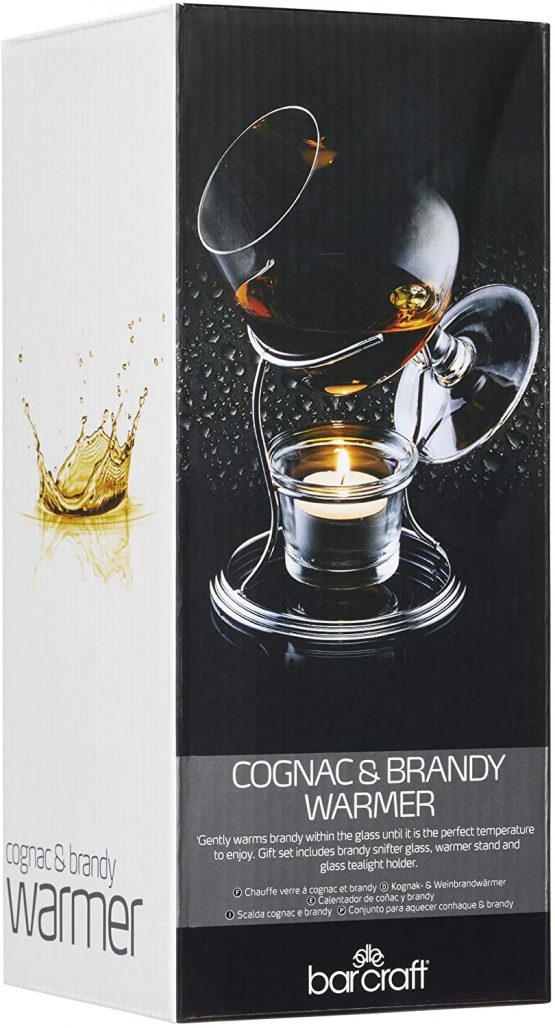 BarCraft BCBWARMER Brandy Warmer Gift Set with Glass and Stand, Metal - Image 3