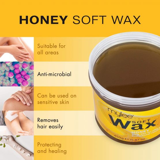 Mylee Honey Soft Creme Wax for Sensitive Skin 450g, Microwavable & Wax Heater Friendly, Ideal for All Body Area Stubborn Coarse Hair Removal - Image 2