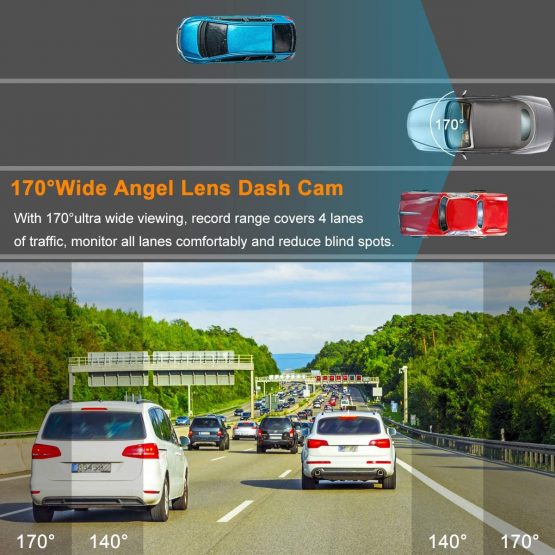 Dash Cam with SD Card Included FHD 1080P Dash Cams for Cars Dash Cameras Record Dash Cam with Night Vision, 170°Wide Angle 3”IPS Screen Dashcam Loop Recording G-sensor Motion Detection Parking Monitor - Image 2
