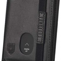 DODENSHA Wallet Mens Slim Wallets Men Leather Card Holder Wallet RFID Blocking Trifold Wallets for Men with Zip Coin Pocket, 2 Banknote Compartment, 7 Card Slots, ID Window, Elastic Strap (Black）