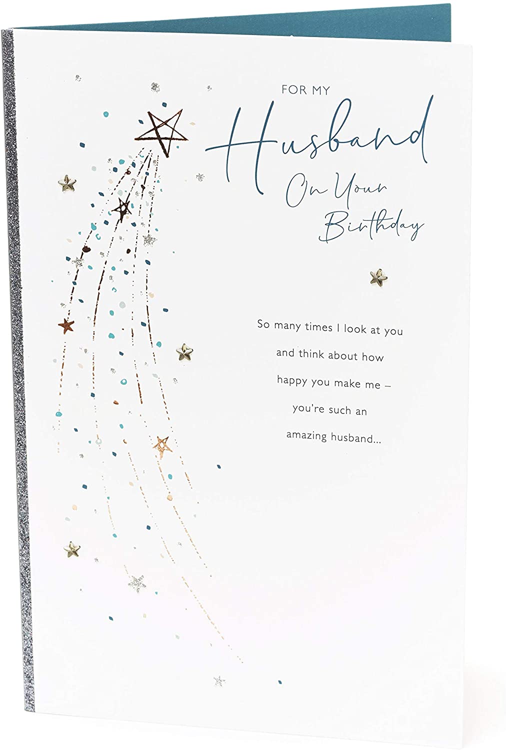 Husband Birthday Card - Birthday Card for Him Romantic - Lovely Message Inside - Simple Star Design, White, 165 mm x 254 mm - Image 4