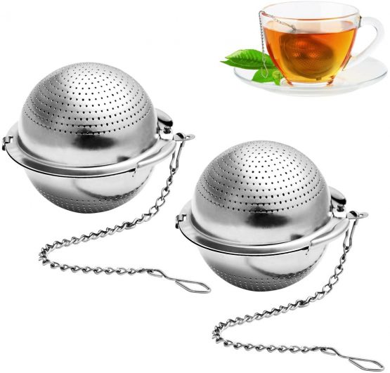 BESTONZON 2 Pack Tea Strainer 5.5cm Tea Ball Infuser Ultra Fine 304 Stainless Steel Tea Filter for Loose Leaf Tea and Mulling Spices