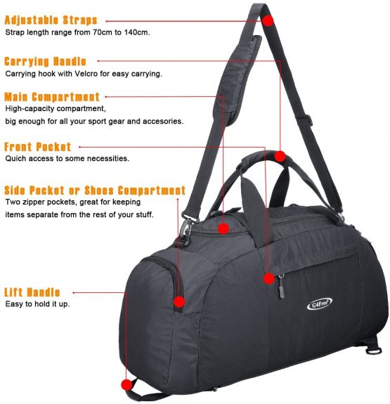 G4Free Foldable Travel Duffel Bag Lightweight 40L Large Luggage Gym Backpack Sports Bag with Shoe Compartment for Traveling Swimming Yoga Hiking Camping - Image 4