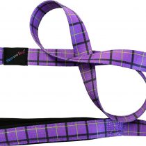 HEM & BOO Purple Check Padded Handle Dog Lead, Large, Purple Check