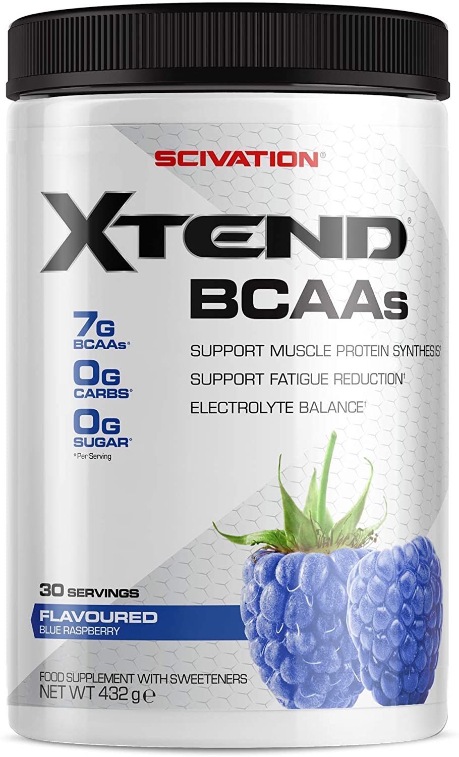 XTEND Original BCAA Powder Blue Raspberry Ice 30 Servings, White, 30 Servings (Pack of 1)