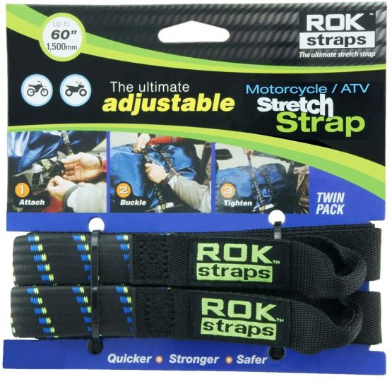 Rok Motorcycle Adjustable Strap Straps - 18"-60" (Twin Pack)