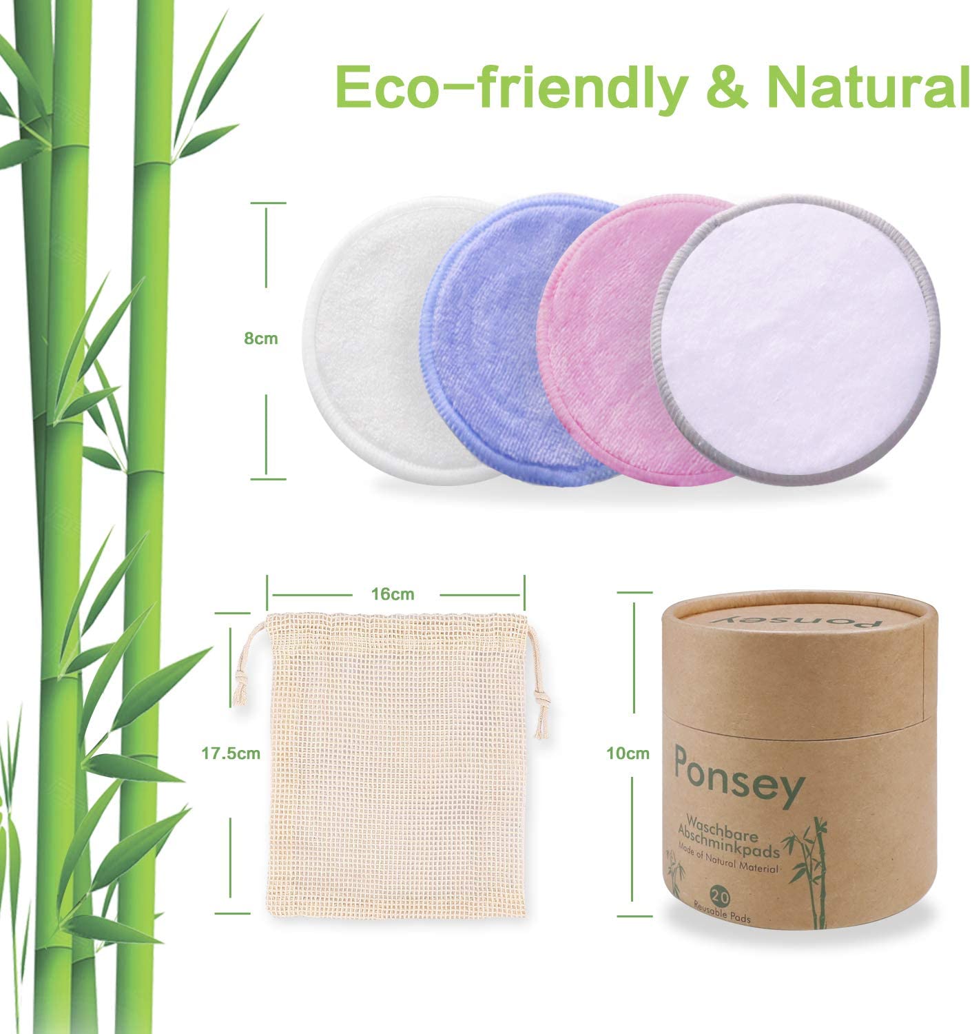 Reusable Make Up Remover Pads 20 Pcs Reusable Bamboo Cotton Pads with