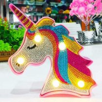 DIY Unicorn Diamond Painting Lamp with LED Lights Full Drill Crystal Drawing Kit Bedside Night Light Arts Crafts for Home Decoration or Christmas Gifts 5.8 * 7.1inch (Unicorn A)
