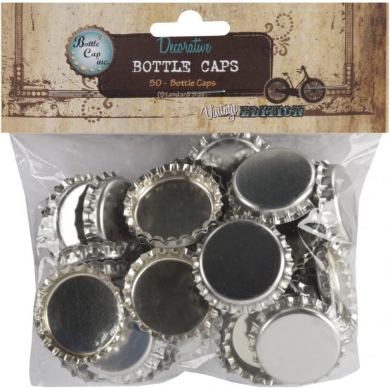 BCI Crafts Inc Vintage Standard Bottle Caps 1-inch 50/Pkg-Chrome, Other, Multicoloured, 3.09 x 12.72 x 12.16 cm
