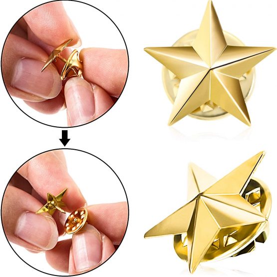 10 Pieces Star Badge Lapel Pin for 4th of July Memorial Day Veterans Day Party Independence Day Celebration Labor Day Theme Party Costume Decorations (Gold) - Image 3