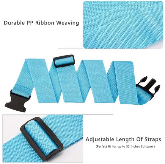 Luggage Straps 4Pack Adjustable Suitcase Belts Travel Packing Belt with Buckle Closure Baggage Security Straps 4 Colors - Image 2
