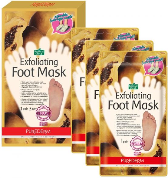 Purederm Exfoliating Foot Mask Papaya & Chamomile Extract - "Sock type" Foot Exfoliating Mask - Perfectly Peel Away Calluses and Dead Skin Cells in Just 2 Weeks!!! - 1 Pair