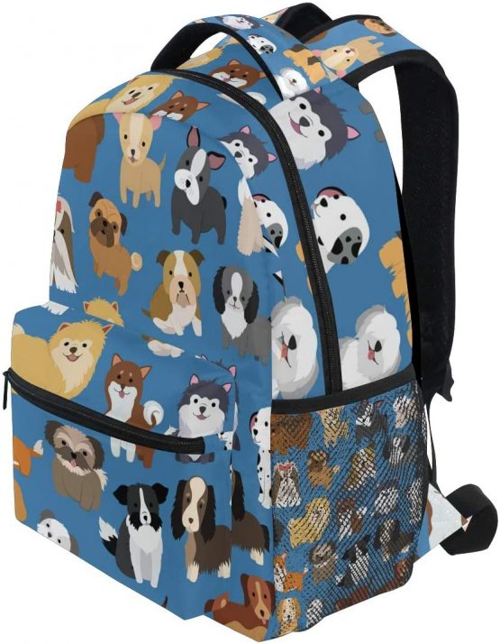 Boys Puppy Backpacks for School Blue Cute Dog Bookbags for Kids Teen Toddler Fashion Daypack Rucksack Travel Laptop Bag - Image 3