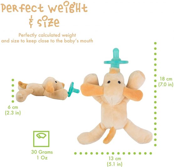 Dog Animal Dummy Pacifier Toy, Stuffed Animal Soft Plush Toy, Dummy Teether, Perfect Infant Teething Toy Silicone Baby Dummy, with 100% Safe FBA Attached Dummy (Dog) - Image 2
