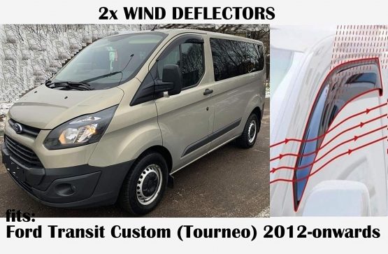 Mrp x2 Wind Deflectors STICK ON FIT Type Compatible with FORD TRANSIT CUSTOM VAN 2012 2013 2014 2015 2016 2017 2018 2019 2020 2021 Side Visors Window Deflectors for Ford Transit Custom