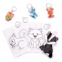 Baker Ross AW870 Woodland Animal Super Shrink Keyrings, Arts and Crafts for Kids (Pack of 8), Assorted