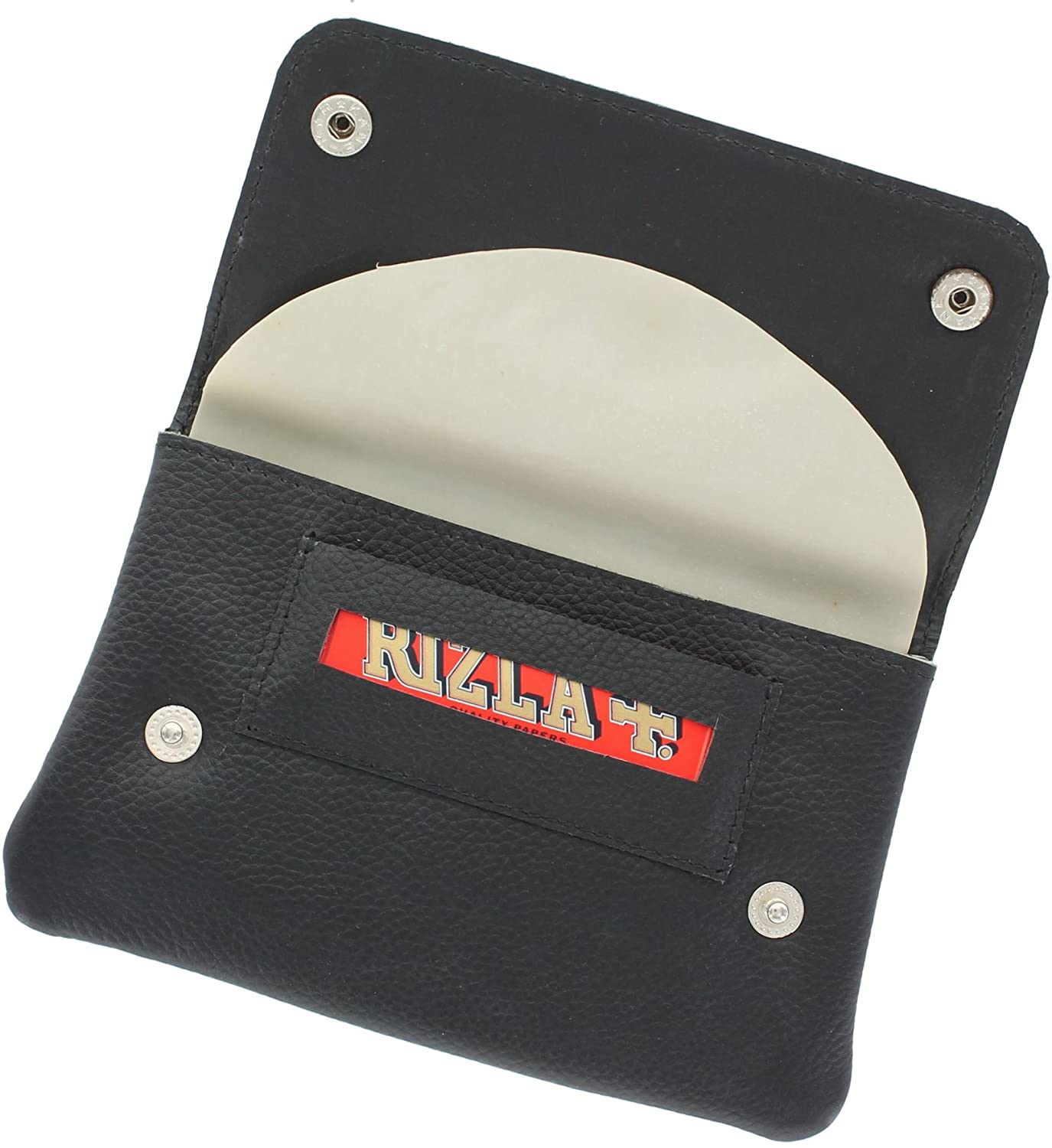 Ashlie Leather Rubber Lined Leather Tobacco Pouch With 'Paper' Holder AC410 Black