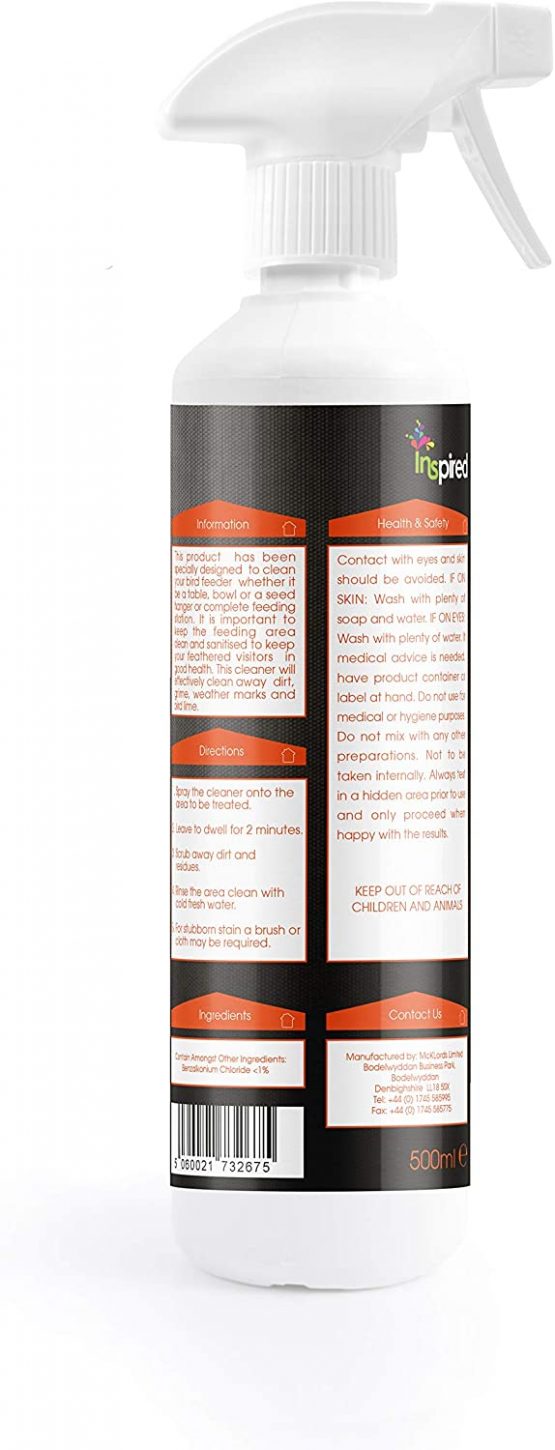 Inspired Bird Table Feeder Cleaner and Sanitiser, Clear - Image 2