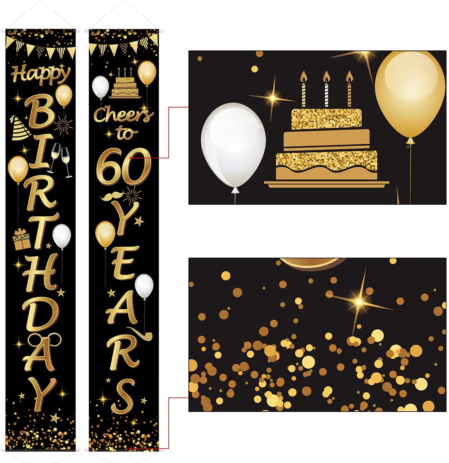 2 Pieces 60th Birthday Party Decorations Cheers to 60 Years Banner 60th ...