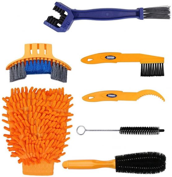 Bike Cleaning Tool Set 7 Pieces Bicycle Clean Brush Kit for Bike Chain/Tire/Sprocket Cycling Corner Stain Dirt Clean - Fit for Mountain Bike Road Bike City Bike Folding Bike etc