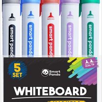 5 Whiteboard Markers by SmartPanda – Dual Tip, Medium and Fine – Dry Wipe, Perfect for Home, School or Office - 5 Set