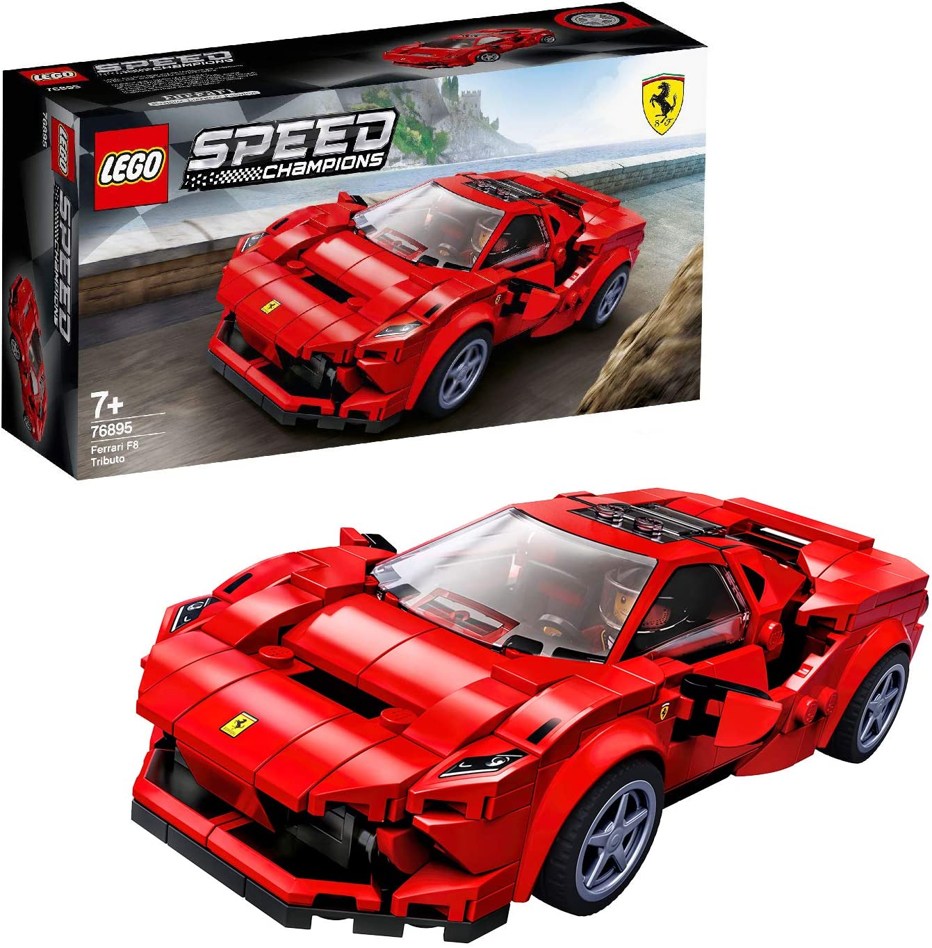 LEGO Speed Champions Ferrari F8 Tributo Toy Racing Car with Driver Minifigure, Race Cars Building Sets 76895