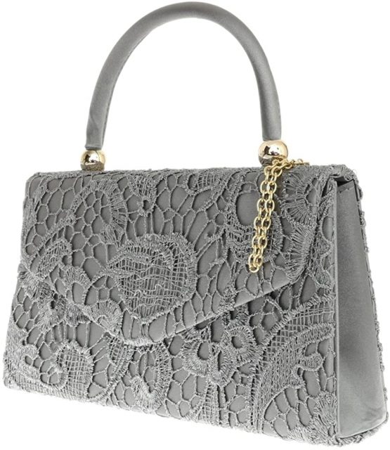 Girly Handbags Lace Satin Top Handle Clutch Bag Handbag Wedding Vintage Womens - Image 2