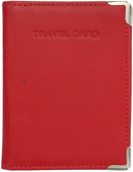 Visconti Leather Oyster Card/Travel Pass Holder with Metal Corner Protectors TC5 Red