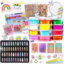 DIY Slime Kit - Slime Making Kit for Kids Art Craft, with 48 Glitter Powder, 12 Crystal Clear Slime Kids Art Craft Toys Gifts for Kids Age 6+ Year Old