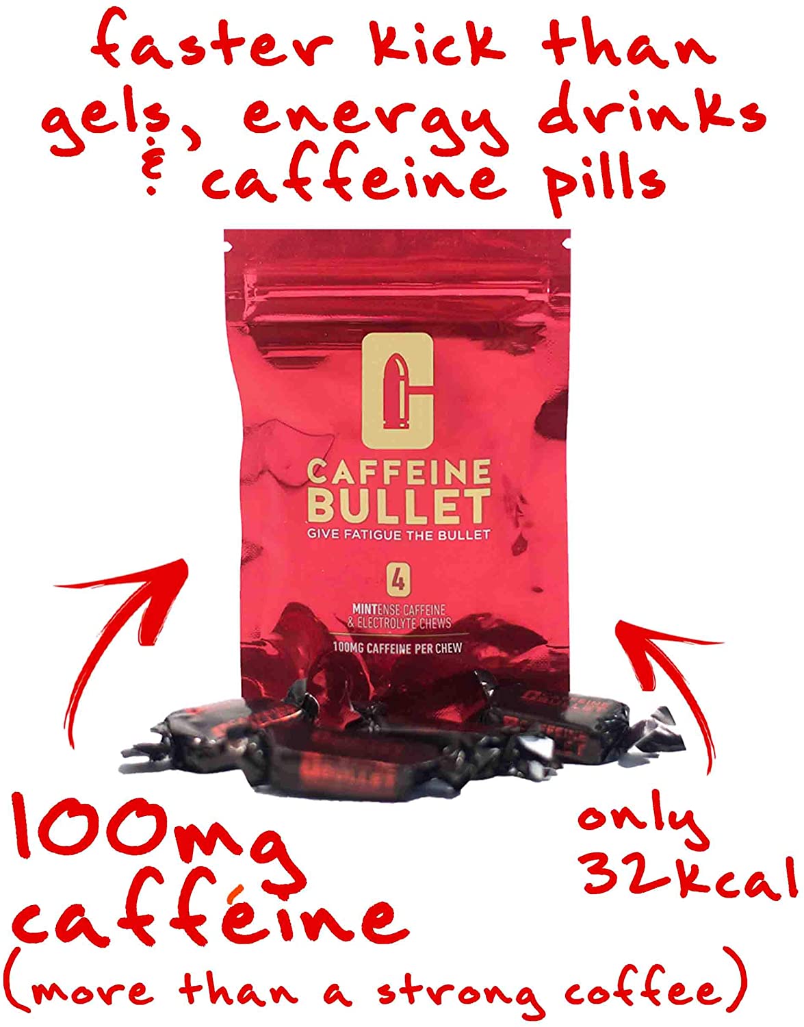Caffeine Bullet Mint Energy Chews *4, Faster Kick Than Pills, Gels and Gum. 100mg Caffeine, Sport Science for Running Cycling - Image 2