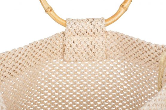 styleBREAKER Women Handbag with Bamboo Handle in semi-Transparent Crochet Look, Handbag, Bag, Women 02012286, Color:Light Brown - Image 4