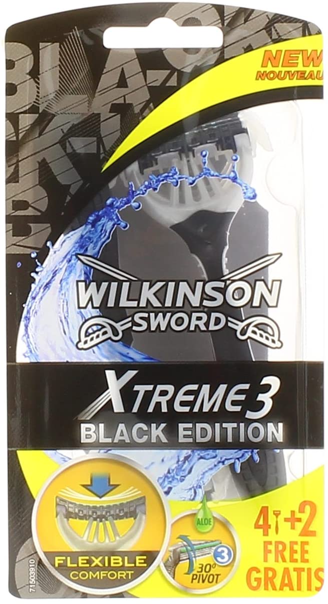 Wilkinson Extreme 3 Activ 4+2 - Black, Classic, Plastic, Adults, Unisex-Adults, Female, Sensitive Skin