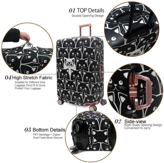 Maady's Home Travel Luggage Cover Trolley Case Protective Cover Fits 23"-32" Inch Luggage (Cat, XL (29"-32" inch Luggage)) - Image 4