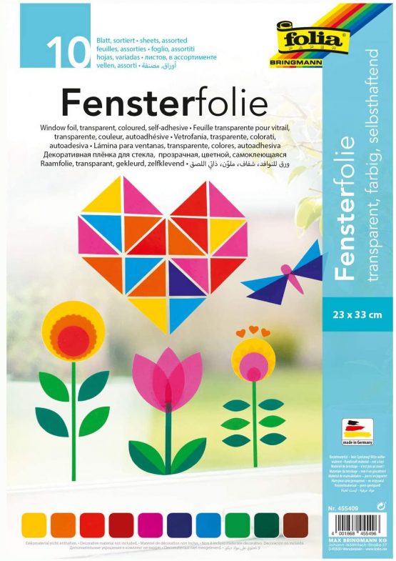Folia 455409 - Window Film, 23 x 33 cm, 10 Sheets, Assorted Colours