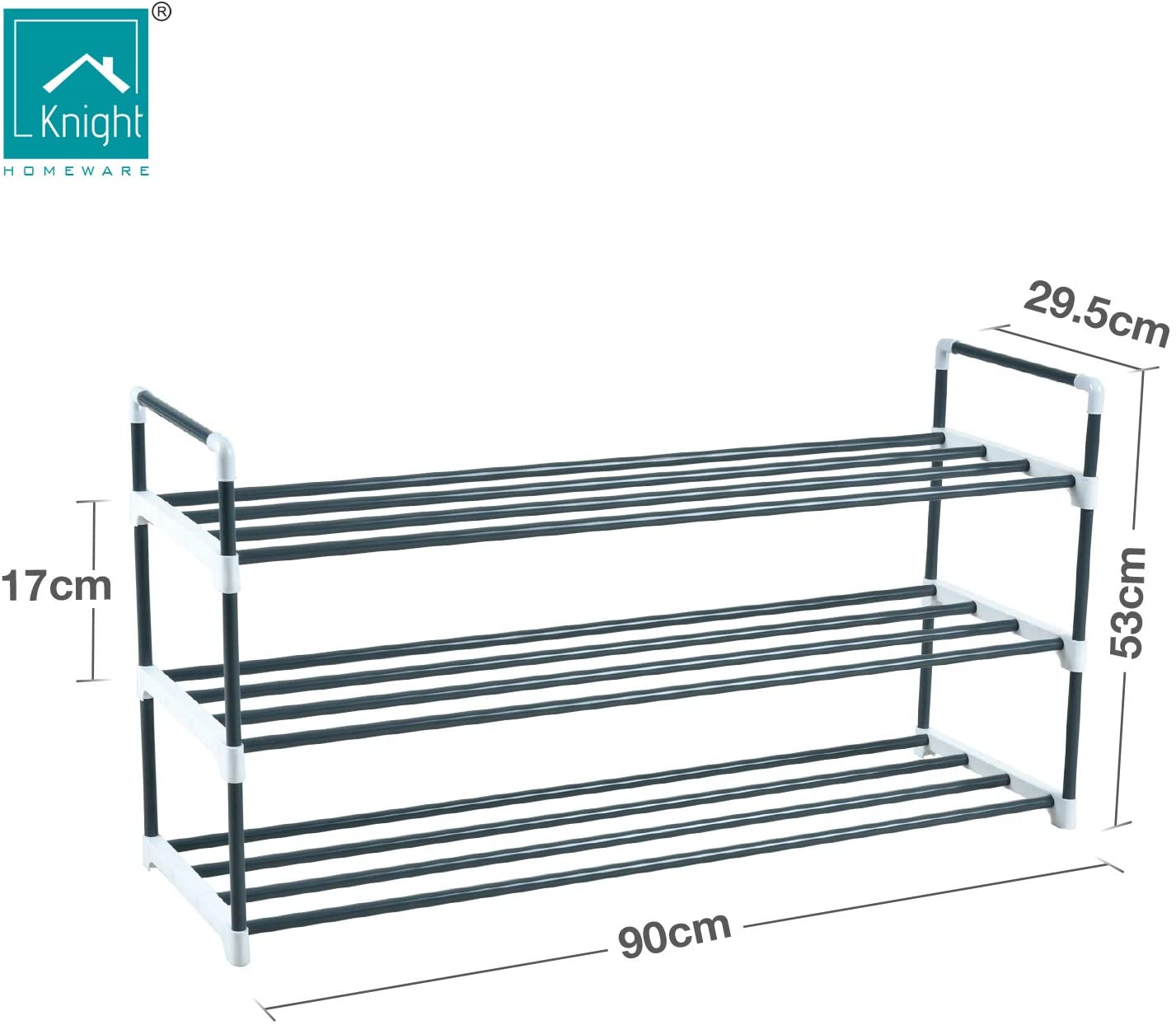 Knight 3-Tier Shoe Rack, Grey, 3 Tier - Image 4