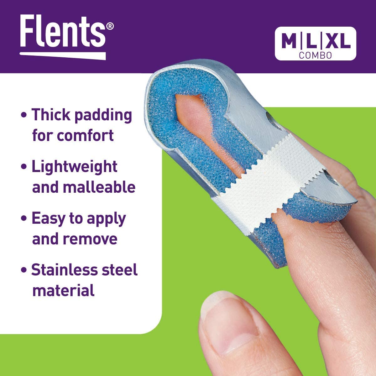 Flents Finger Splint, Two Sided Stainless Steel Finger Immobiliser, Value Pack of 3 Various Sizes, Assorted, 3 Count (Pack of 1) - Image 4