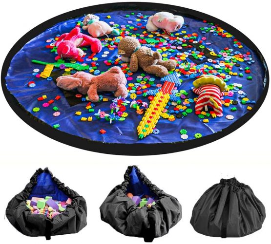 LandJoy Toy Storage Bag 60 inch(150cm) Children Play Mat Large Portable Tidy Organiser Drawstring Bag for Home and Outdoor (Green)