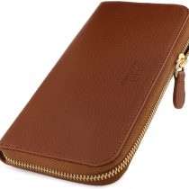 Otto Angelino Genuine Leather Zippered Clutch Purse with Phone Compatible Slots Wallet