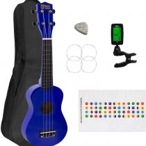 Soprano Ukulele for Beginners in Blue with FREE Uke Bag & Tuner