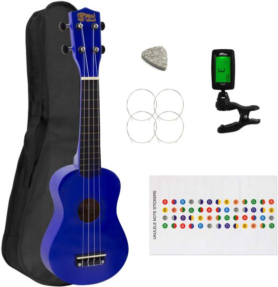 Soprano Ukulele for Beginners in Blue with FREE Uke Bag & Tuner