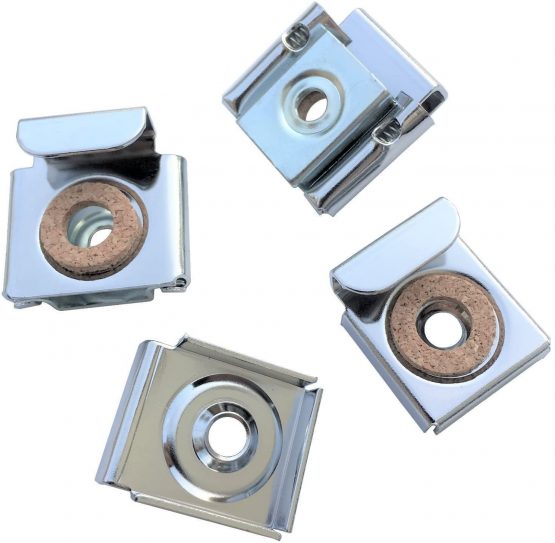 Reflex Frameless Unframed Bathroom Mirror Glass Wall Hanging Fixing Kit Hardware - Metal Chrome Silver Effect Spring Loaded Clips with Screws and Rawl Wall Plugs, Hanging Instructions Included