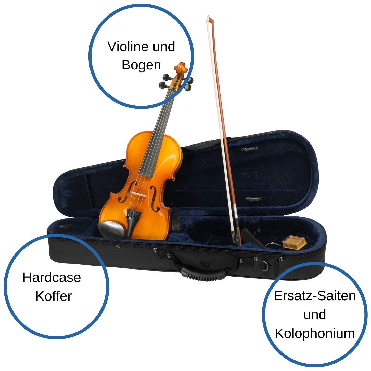CASCHA 1/4 Violin Set for Beginners Students and Children, Solid Violin incl. Bow, Rosin, Strings, Shoulder Rest, Case - Image 4