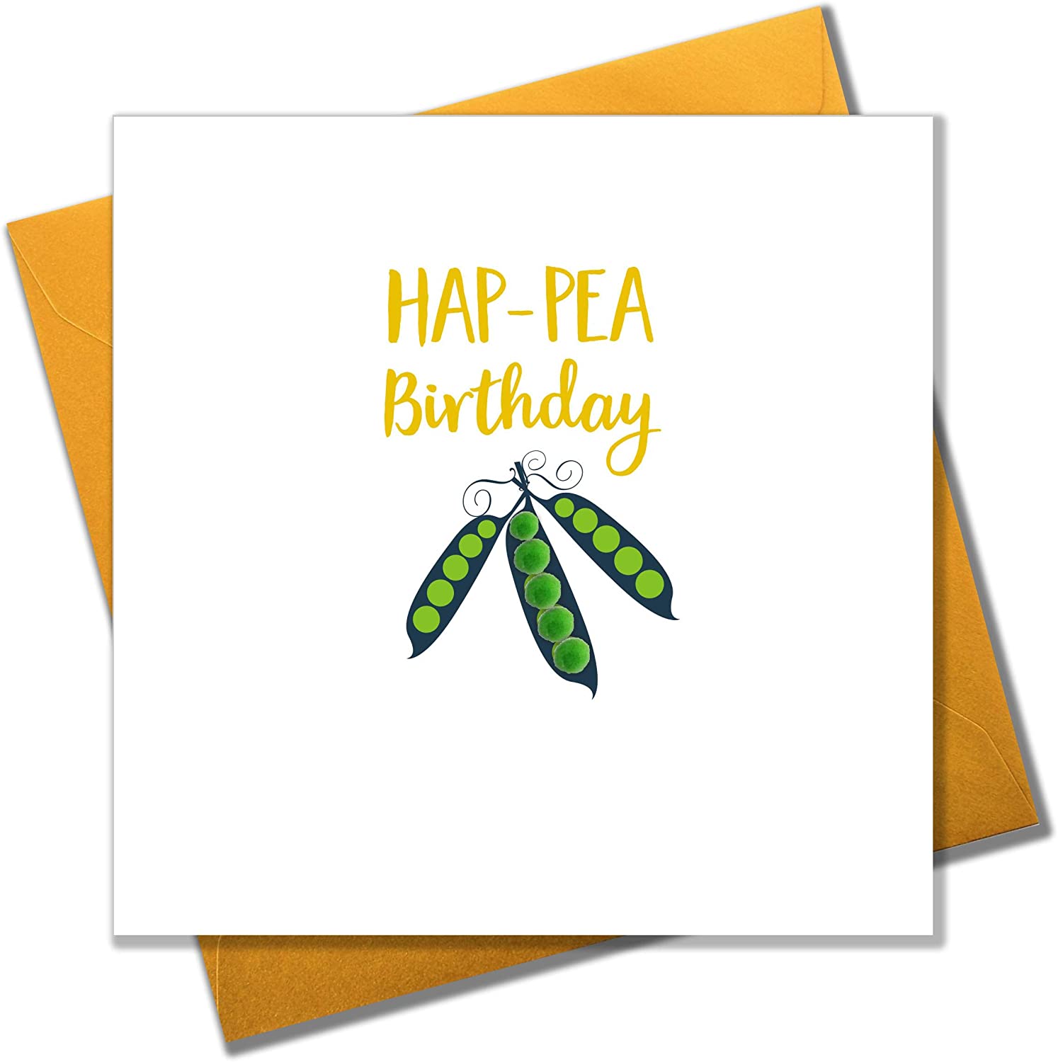 Claire Giles Greeting Cards, Happy Birthday Card, Pea Pods design Birthday Greeting Card, Hap-pea Birthday