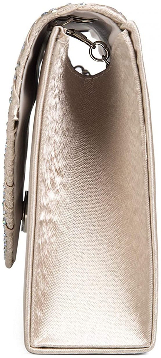 Evening Clutch, Womens Satin Clutch Bag Diamante Envelope Purse For Wedding And Party - Image 3