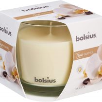 Bolsius Large Glass Scented Candle Vanilla, Wax, White
